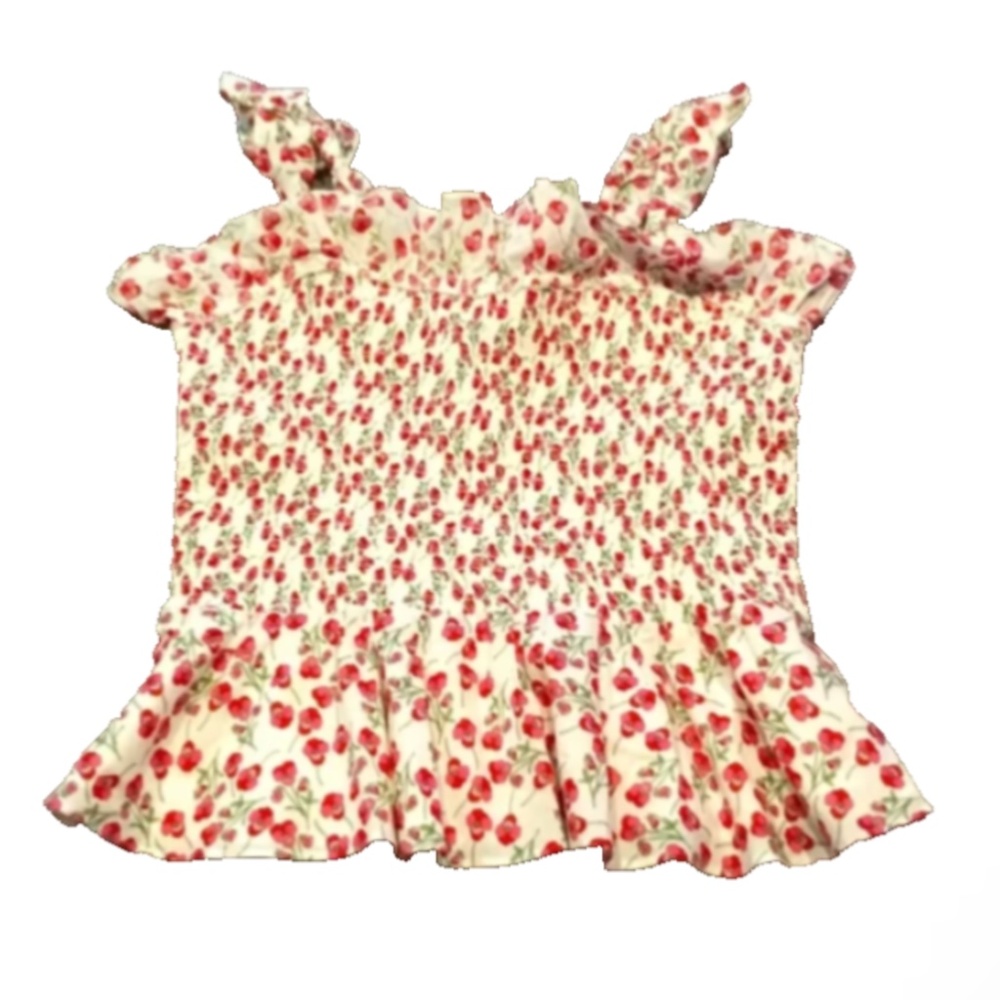 NWT J.Crew Smocked Ruffle Top In liberty pattern Rose Floral Sleeveless Size S